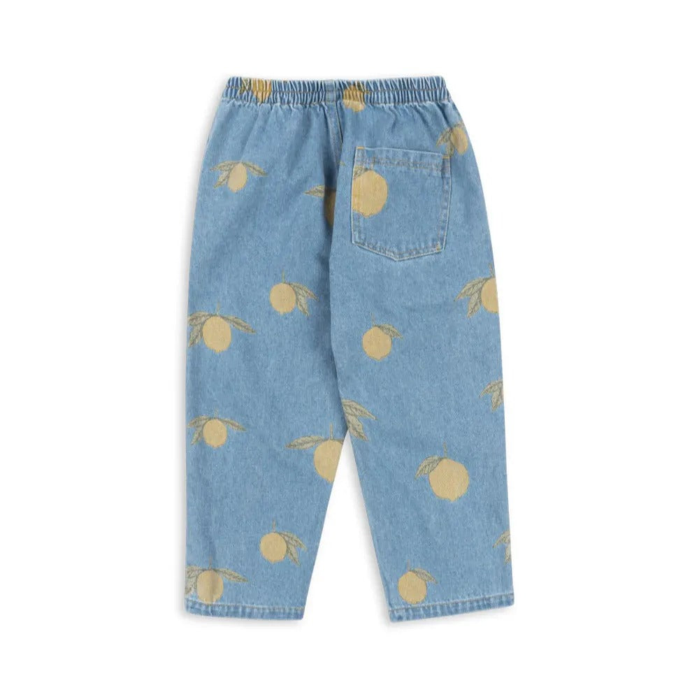 Magot Lemon Print Cotton Denim Pants